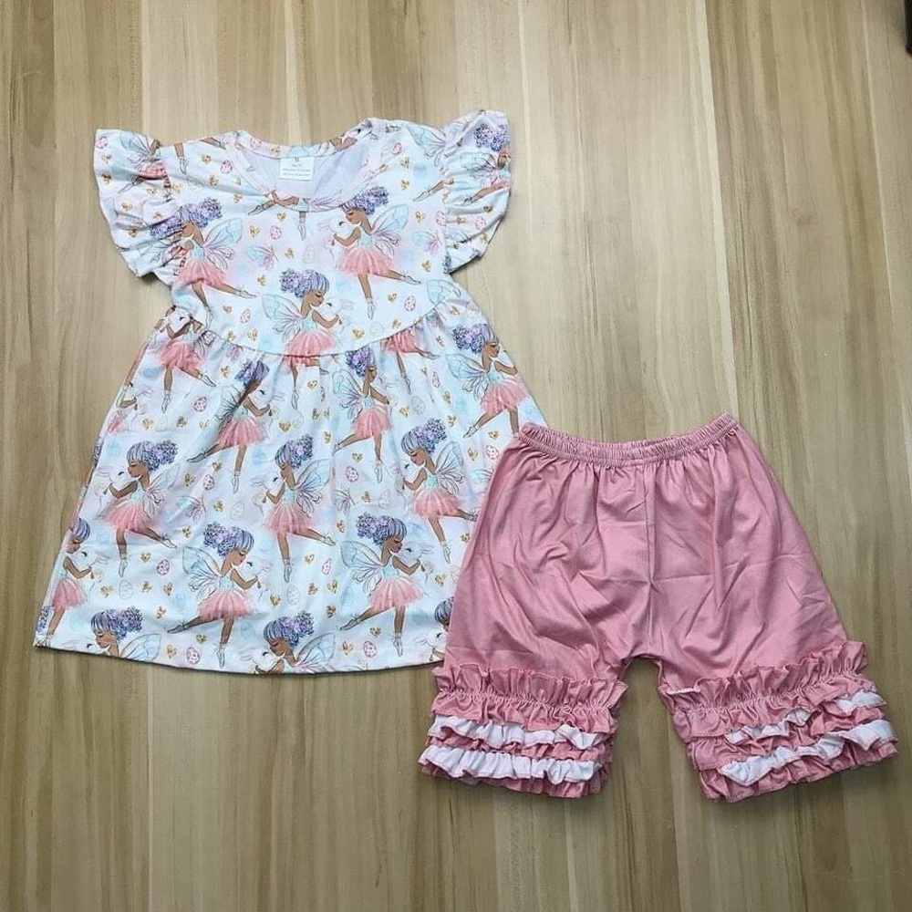 Boutique fairy Ballerina cute pink shorts set